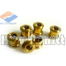 Gr5 titanium golden chain ring bolt for bike